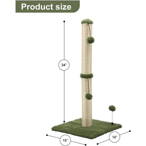 34“ Tall Cat Scratching Post Basics Kitten Scratcher Sisal Scratch Posts Trees - Picture 4 of 8